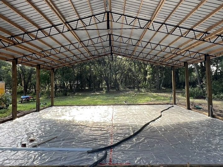 Pole barn slab pour day, Crete Concepts, Southwest Florida