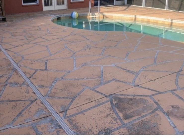 Pool deck resurfacing before, Crete Concepts, Southwest Florida