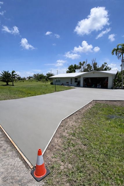 New driveway, broom finish by Crete Concepts in Southwest Florida