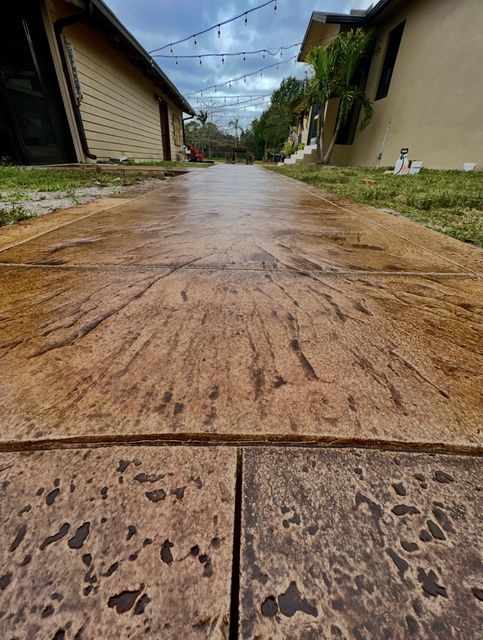 Italian slate stamped walkway by Crete Concepts in Southwest Florida
