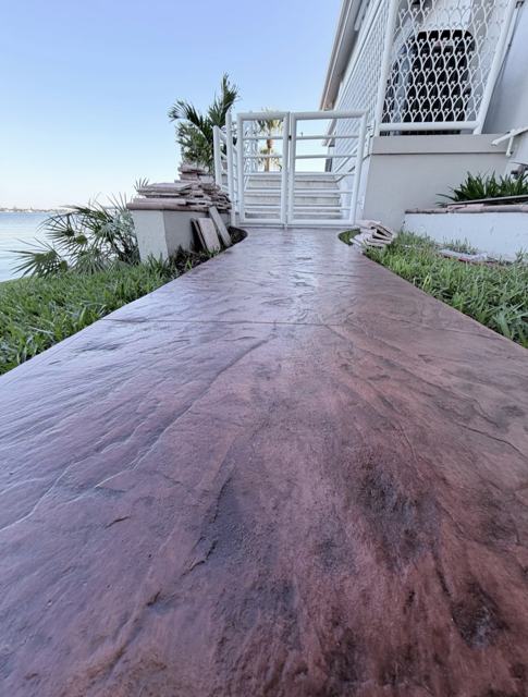 Stamped and stained walkway by Crete Concepts in Southwest Florida