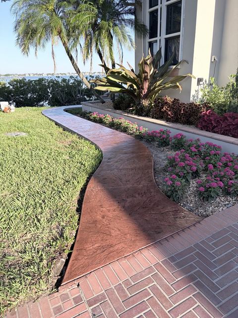 Stamped herringbone border by Crete Concepts in Southwest Florida