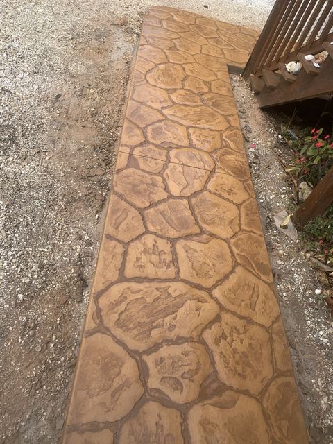 Flagstone-pattern stamped path by Crete Concepts in Southwest Florida